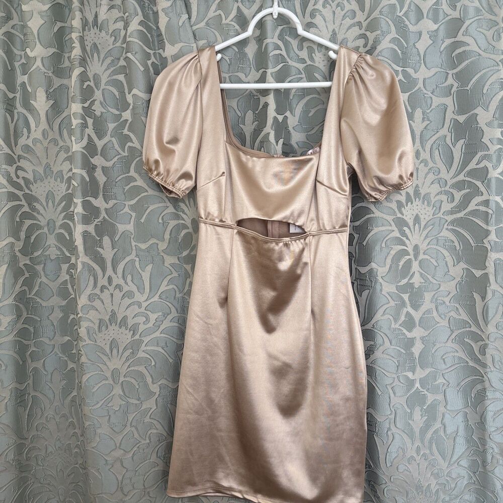 Blue Blush Square Neck Bodycon Dress Champagne Womens S